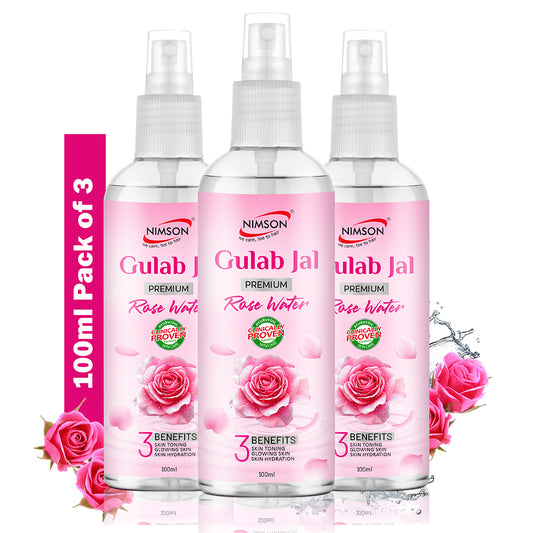 Rose Water - Glowing Skin & Deep Hydration - Pack of 3