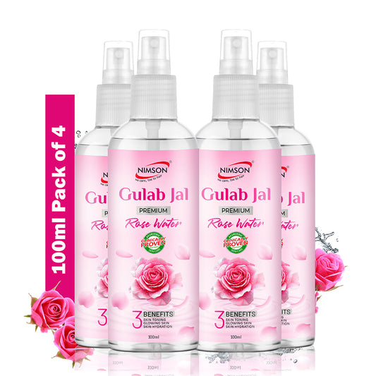 Rose Water - Glowing Skin & Deep Hydration - Pack of 4