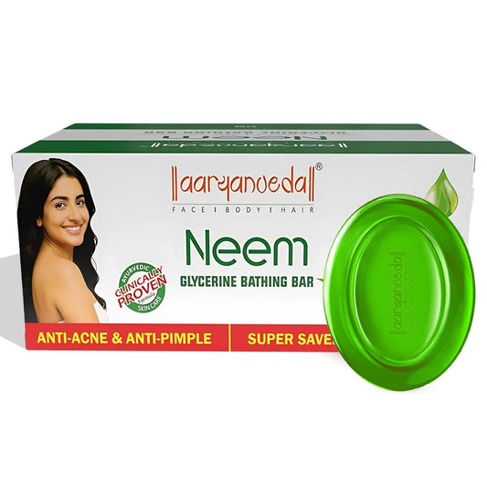Aaryanveda Neem Glycerine Bathing Bar Neem Body Moisturizing Bath Soap for Women & Men (5 x 125 g)