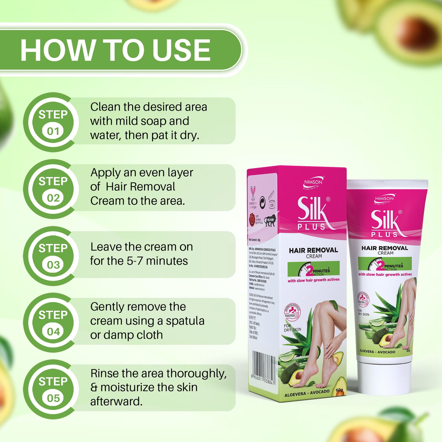 Silk Plus Aloevera- Avocado Hair Removal Cream For Dry Skin