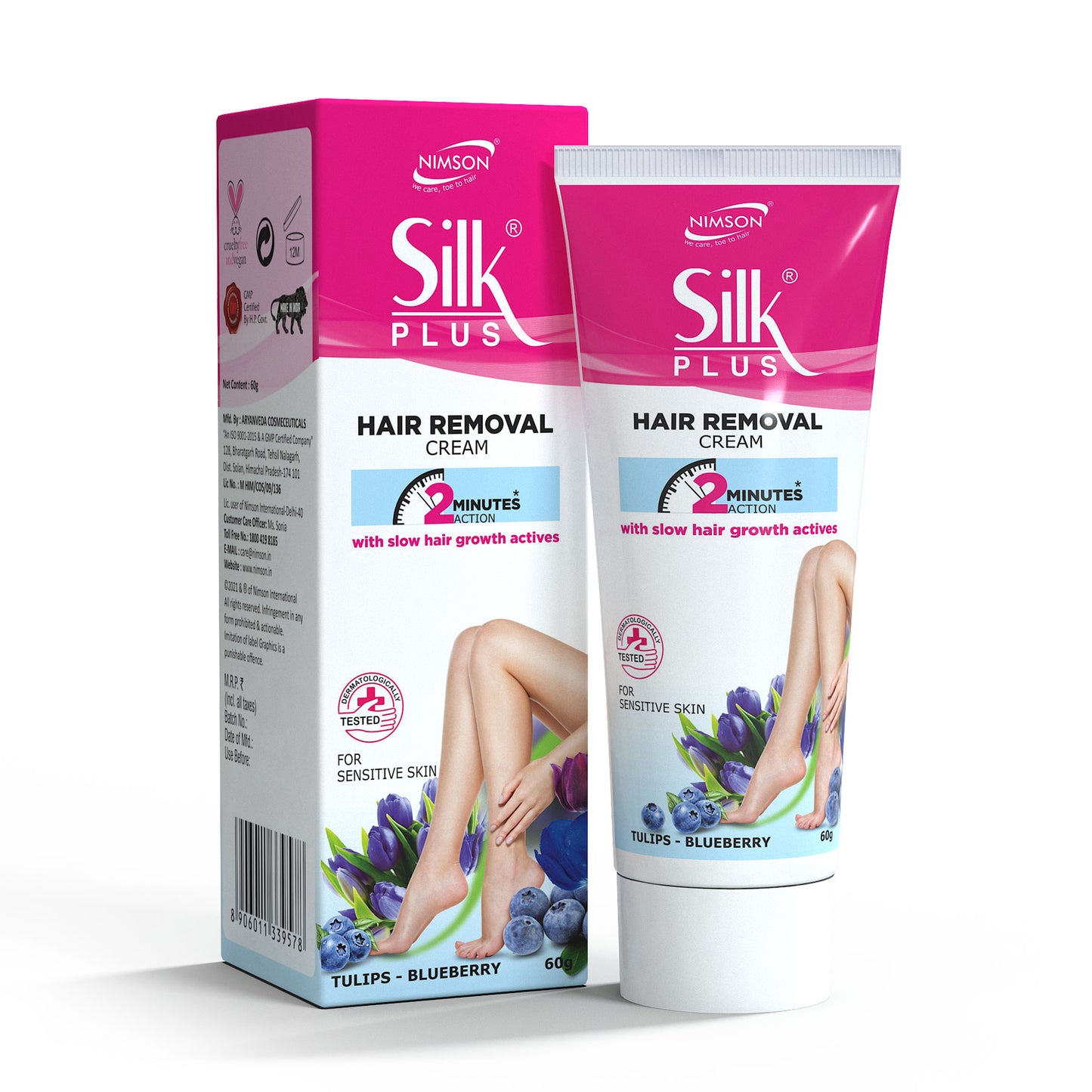 Silk Plus Tulip- Blueberry Hair Removal Cream For Sensitive Skin