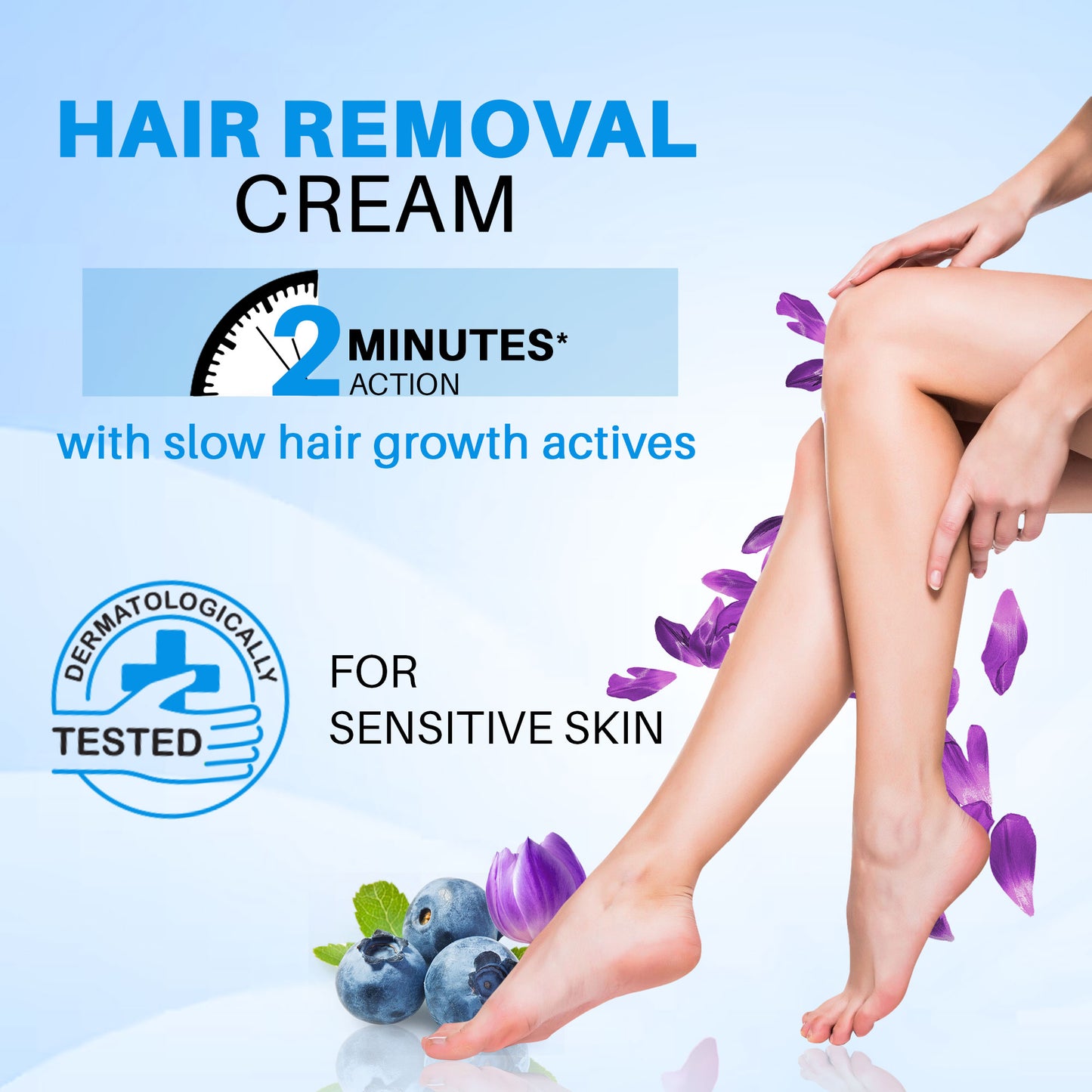 Silk Plus Tulip- Blueberry Hair Removal Cream For Sensitive Skin