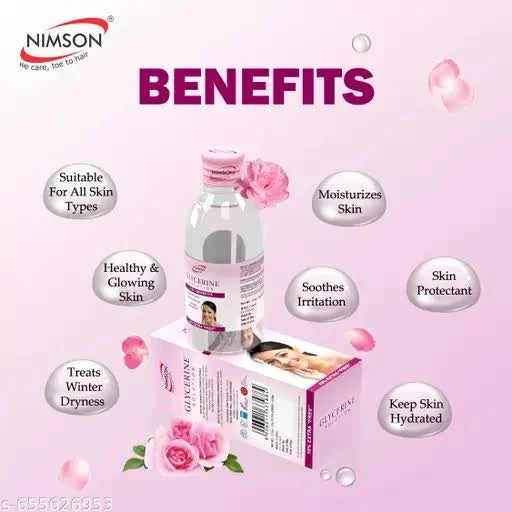 Nimson Glycerine & Body Olive Oil Combo – Buy Pack of 2 Get 3 Free | Glycerine 200ml + Body Olive Oil 500ml | Get Petroleum Jelly 21ml + Coconut Oil 50ml + Gulab Jal 50ml + 10 Freebies | For Glowing Skin & Daily Body Care